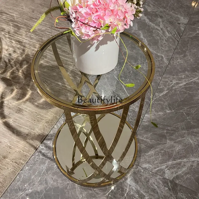 

American light luxury sofa chair side table simple wrought iron side table small round table