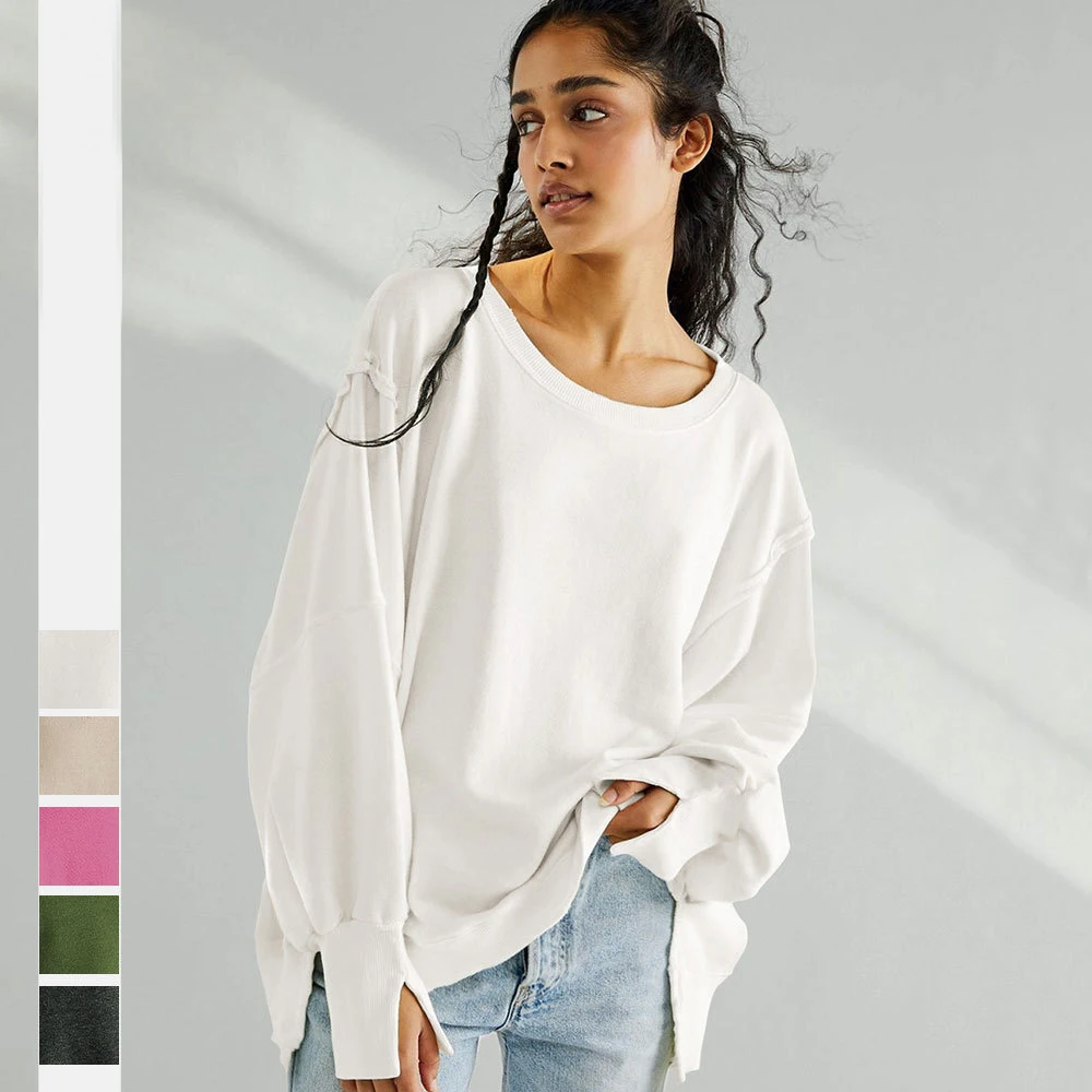 Sudaderas con capucha de cuello redondo para mujer, sudaderas de gran tamaño Harajuku japonés, Tops casuales sueltos de manga larga Y2K, ropa de
