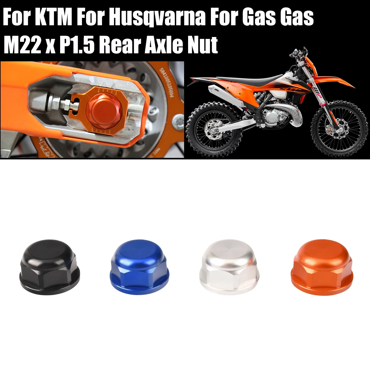 2024 CNC M22x1.5 المحور الخلفي الجوز المسمار ل KTM XC SX XCF SXF EXC EXCF XCW 150-500 2023-2025 ل Husqvarna FC FX TX TC TE FE 23-24 #1