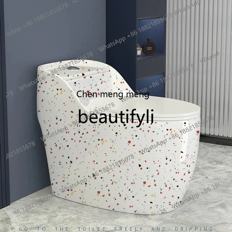 Large-diameter toilet household siphon water-saving small apartment antifreeze, deodorant, super swirl color toilet