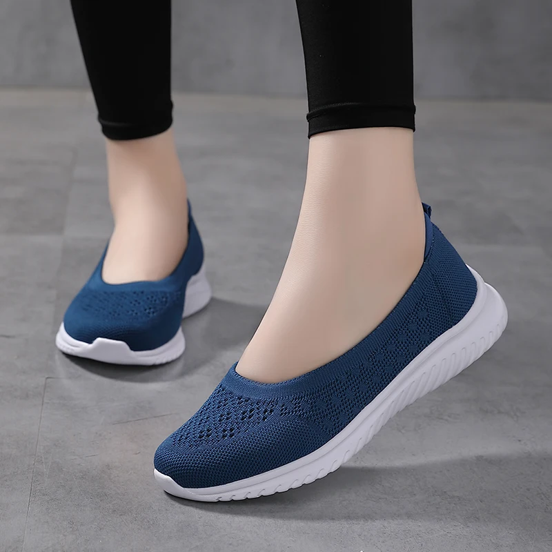 Dames Loopschoenen Mesh Zomer Instapper Lichte Wandelschoenen Fitness Sport Flats Comfortabel Zwart Maat 35-42 Loafers