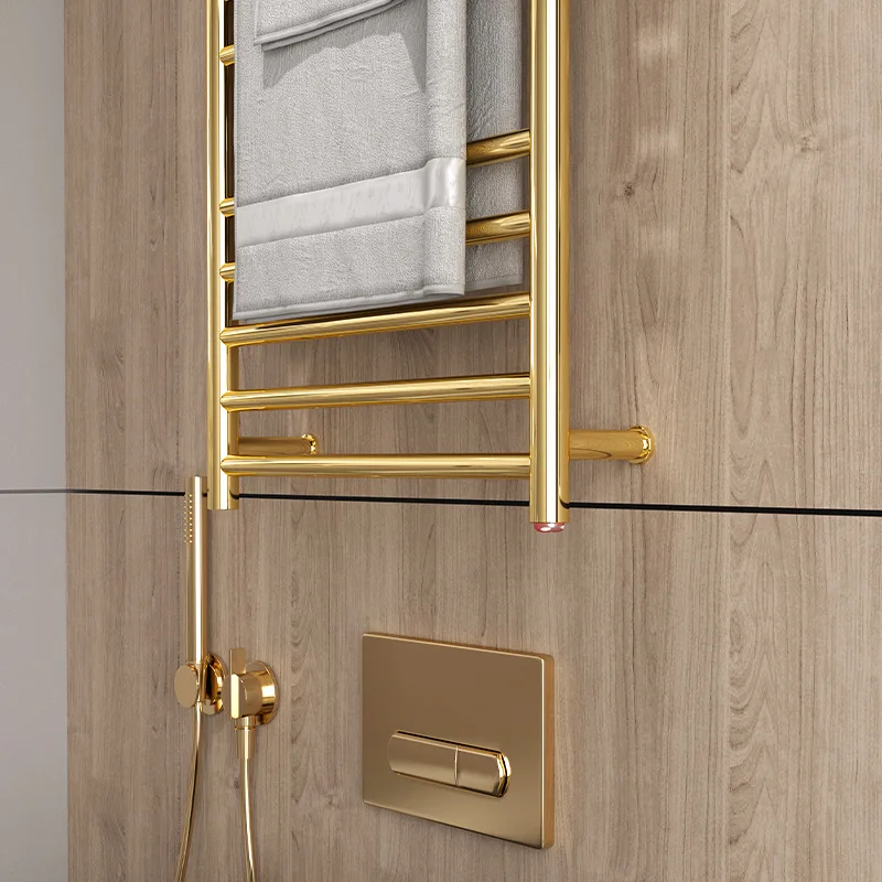 Imagem -03 - Luxo Gloss Gold Hide Cabo Instalar Toalha Aquecedor 110220v Grande Tamanho 110x52cm 304 Rack de Aço Inoxidável para Banheiro Banheiro