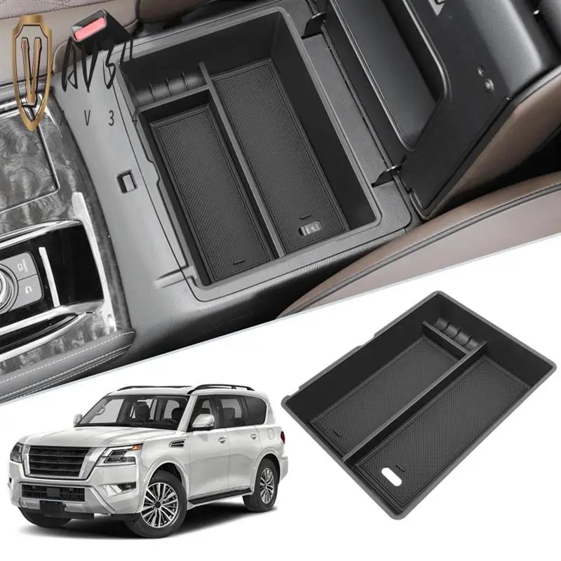 

AV34-для Nissan Armada 2021-2023 Infiniti QX80 2022 2023, органайзер для центральной консоли, вставка, подлокотник, ящик для хранения, аксессуары