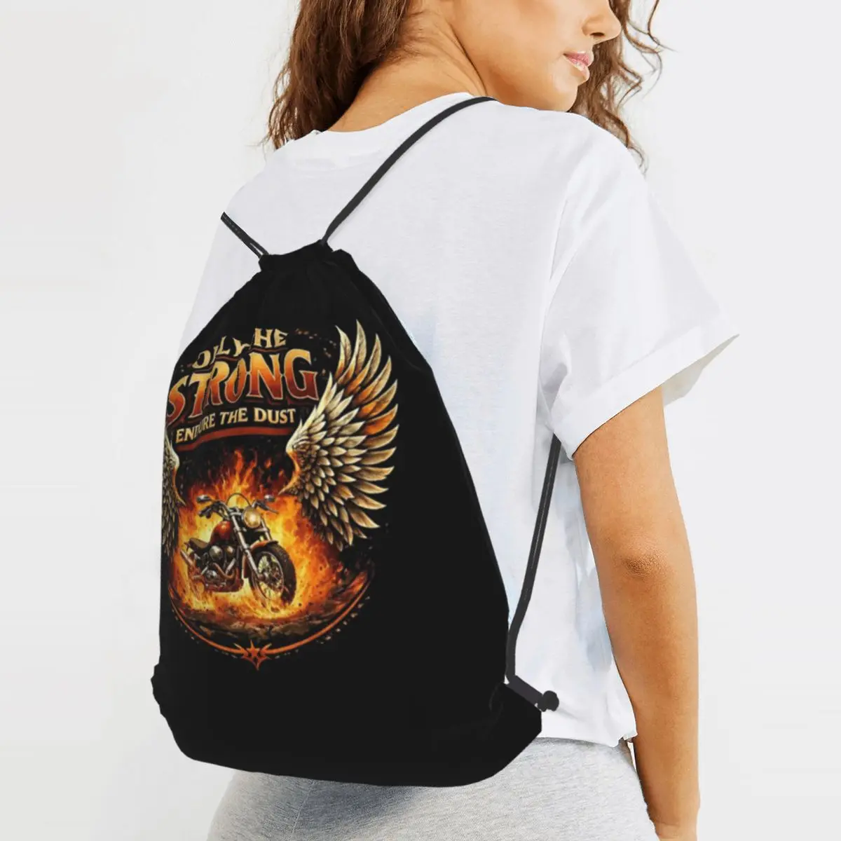 

Motorcycle Backpacks Fashion Drawstring Bags Sports Bag Book Bags for Travel School