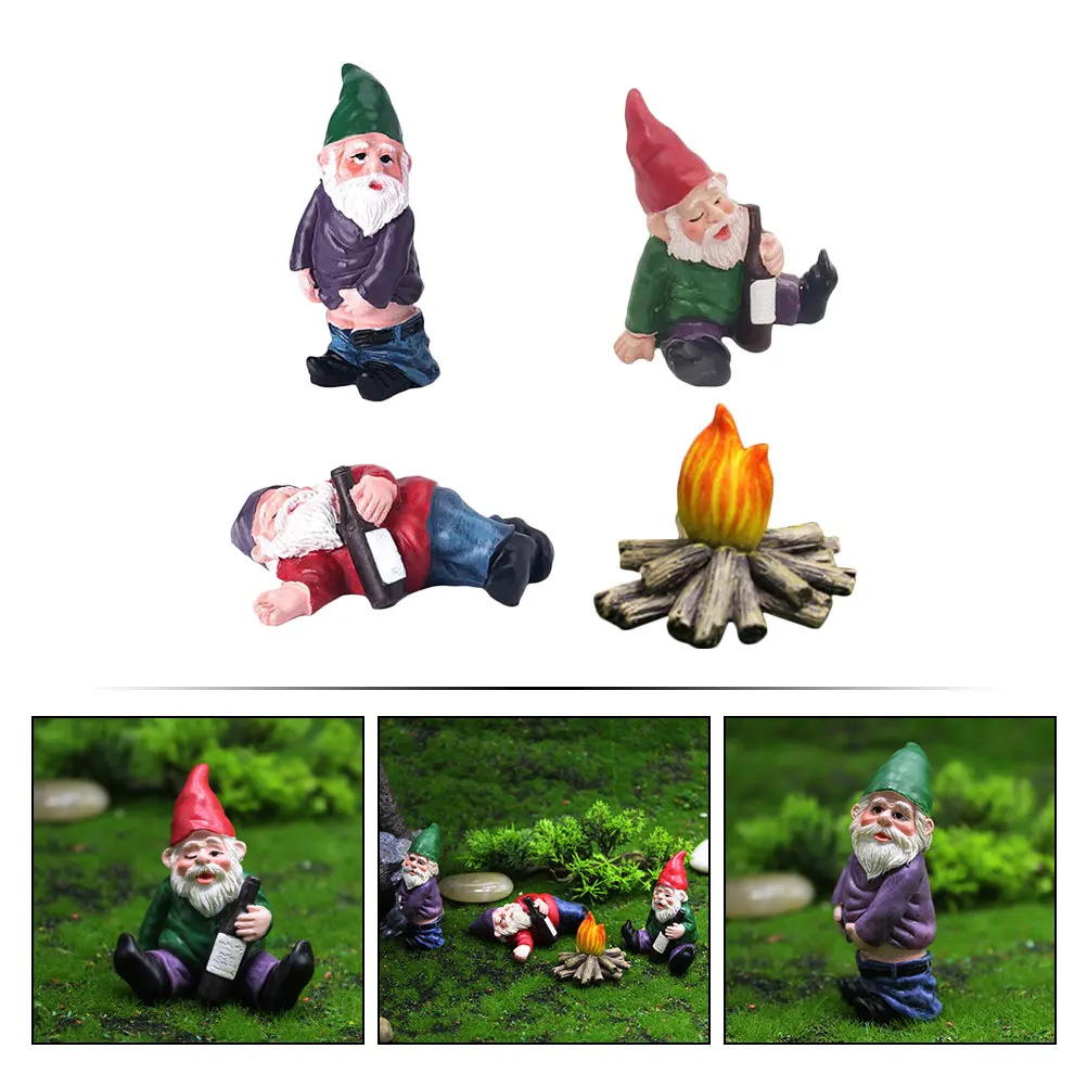 

4pcs Garden Gnome Statues Resin Mini Dwarf Decorations Lifelike Micro Landscape For Outdoor Courtyard Home Decoration Gift