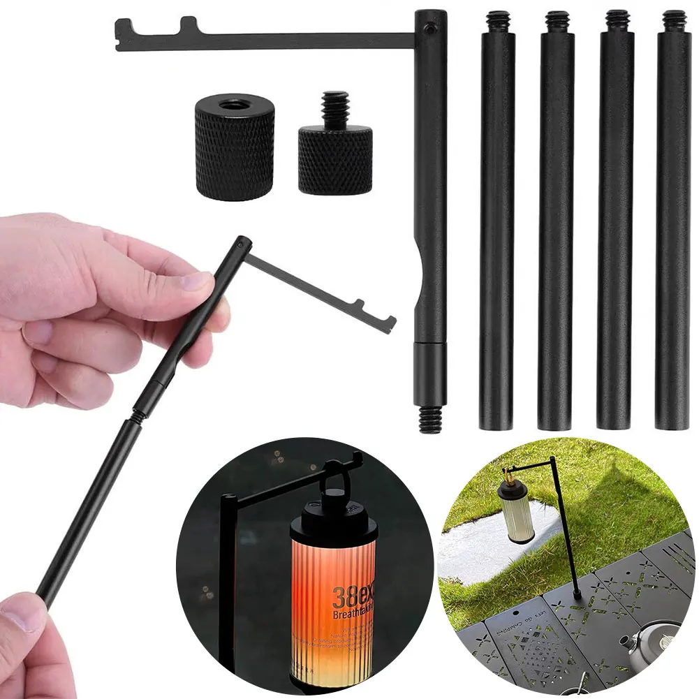 Dobrável acampamento dobrável lâmpada pólo 1/4 tripé parafuso portátil lanterna de acampamento suporte para acampamento caminhadas ao ar livre piquenique pesca