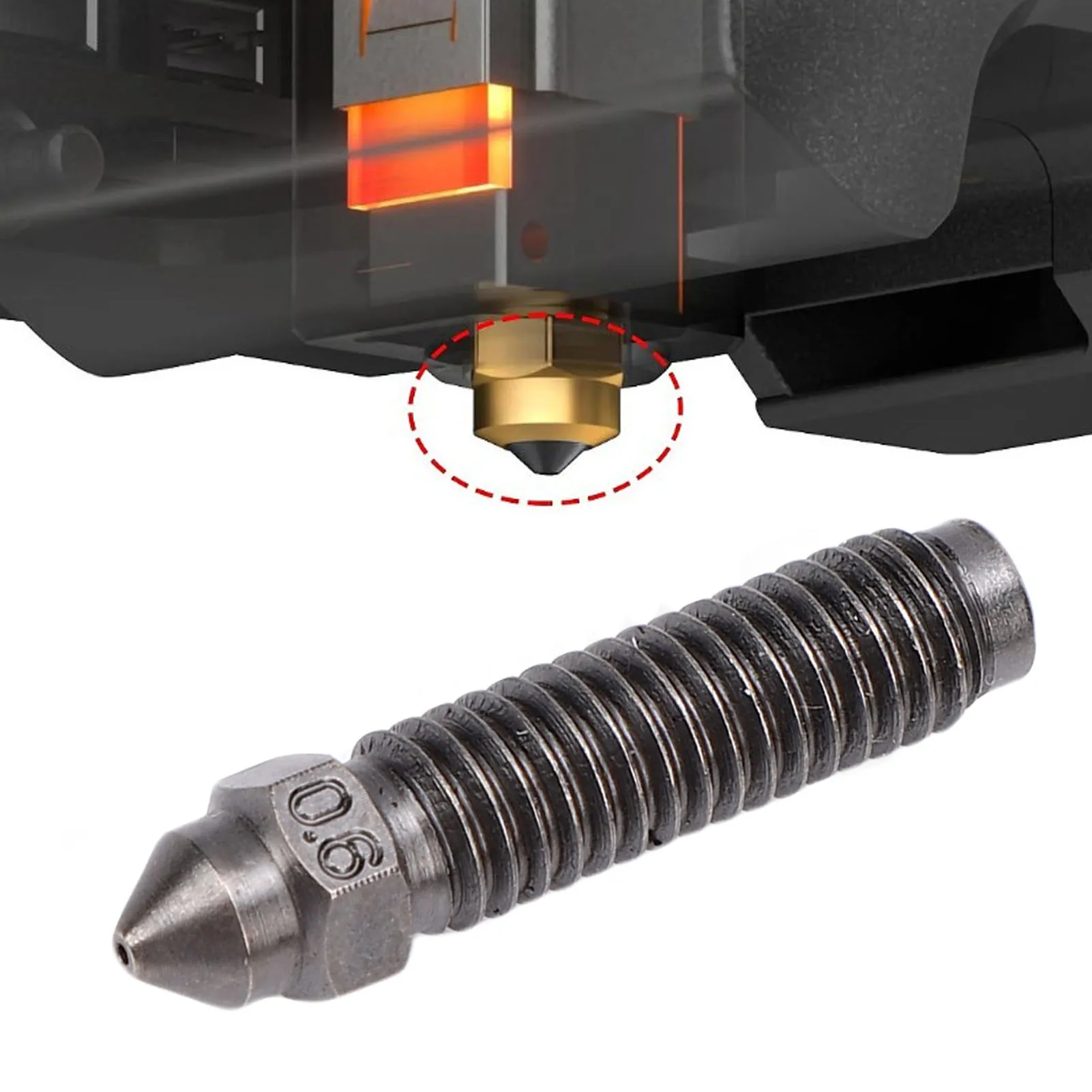 

2 Pcs 0.6mm 3D Printer Nozzle Replacement for Elegoo Centauri Carbon 3D Printer M6x25mm Hardened Steel Extruder Nozzle