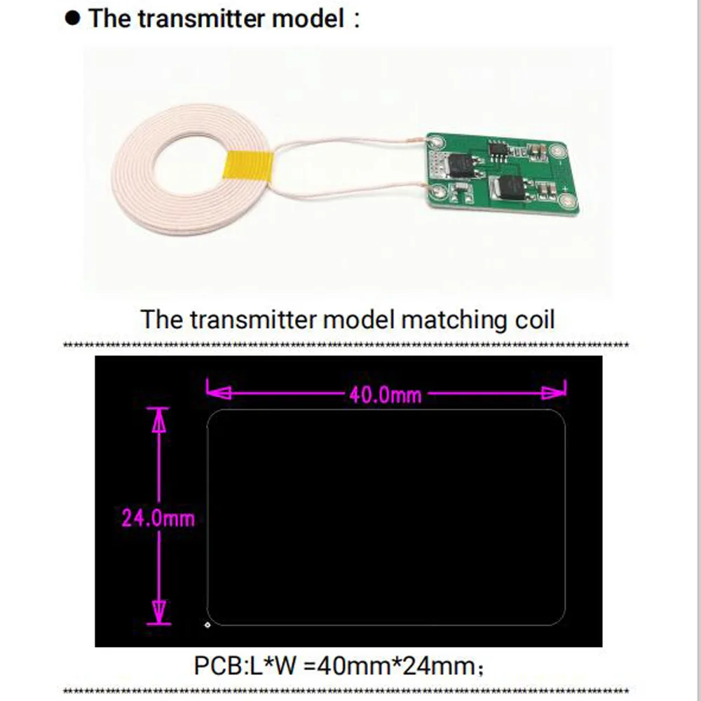 Imagem -03 - Módulo de Alimentação sem Fio para Carregamento Robô Carregador Transmissor e Receptor 42 mm Bobina 30w 2.5a dc 12v 24v