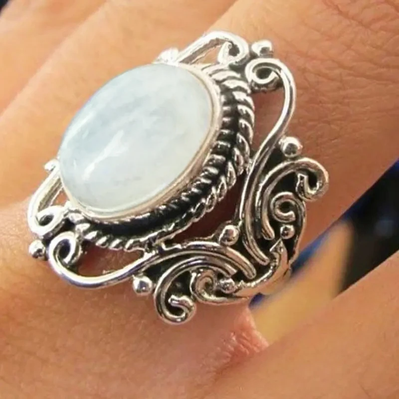Huitan Antique Imitation Pearl Finger Ring for Women Personality Y2K Accessories Two Tone Metal Rings Vintage Jewelry Party