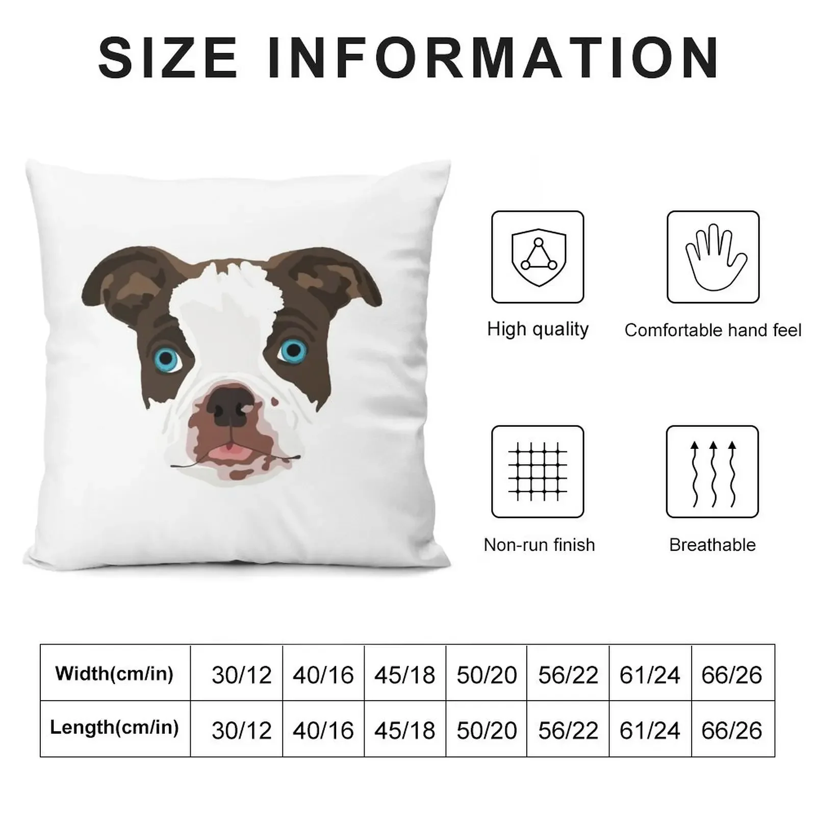 Boston Terrier Head Brown Blue Eyes Throw Pillow luxury throw pillow covers Luxury Pillow Cover