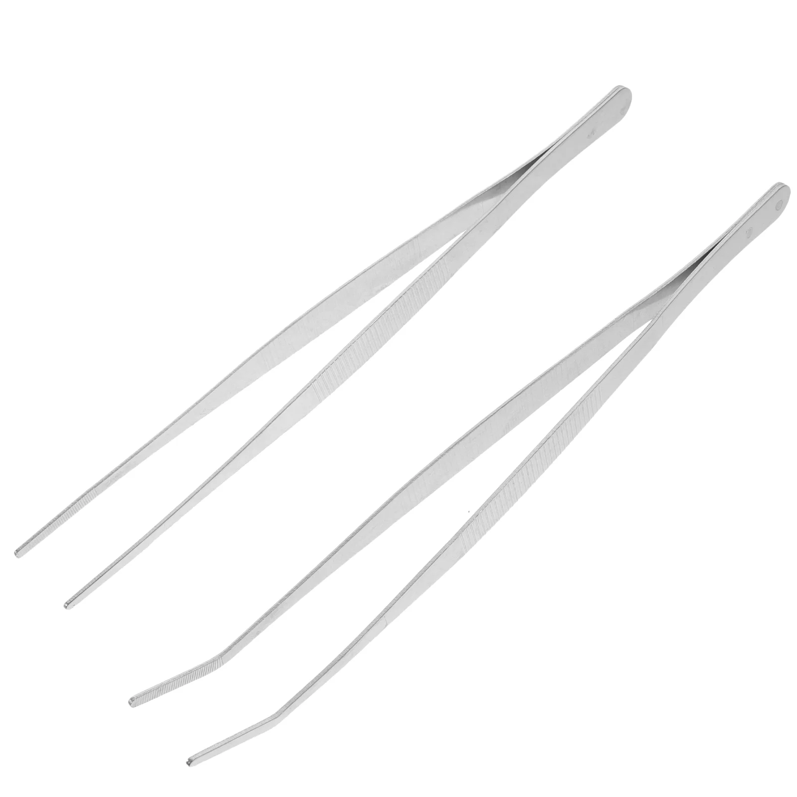 

2pcs Stainless Steel Straight and Curved Nippers Tweezers Feeding Tongs for Reptile Snakes Lizards Spider (Silver)