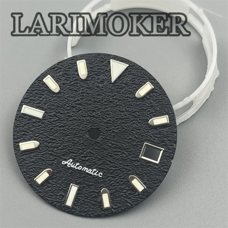 LARIMOKER 29mm  Wacht Dial Black White Blue Green Dial With Green Luminous Index Texture Design Fit NH35 Movement 3.0 O'clock