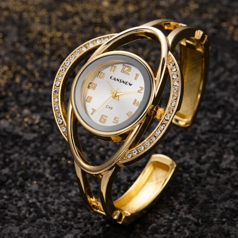 Ladies watch gold fashion diamond wristband ladies elegant quarter stainless steel quartz watch