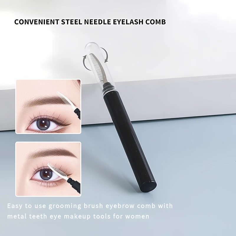 Black Eyelash Clip Comb With Cover Eyelash Separator Eye Lifting Curl Metal Brush Mini Eyebrow Comb Beauty Makeup Tool