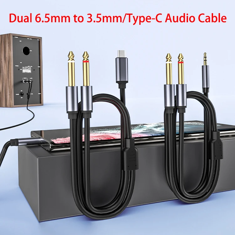 

3.5mm/Type-C to Dual 6.5mm Jacks - Thick Gold Plugs, Oxygen-Free Copper, Zero Latency Transfer