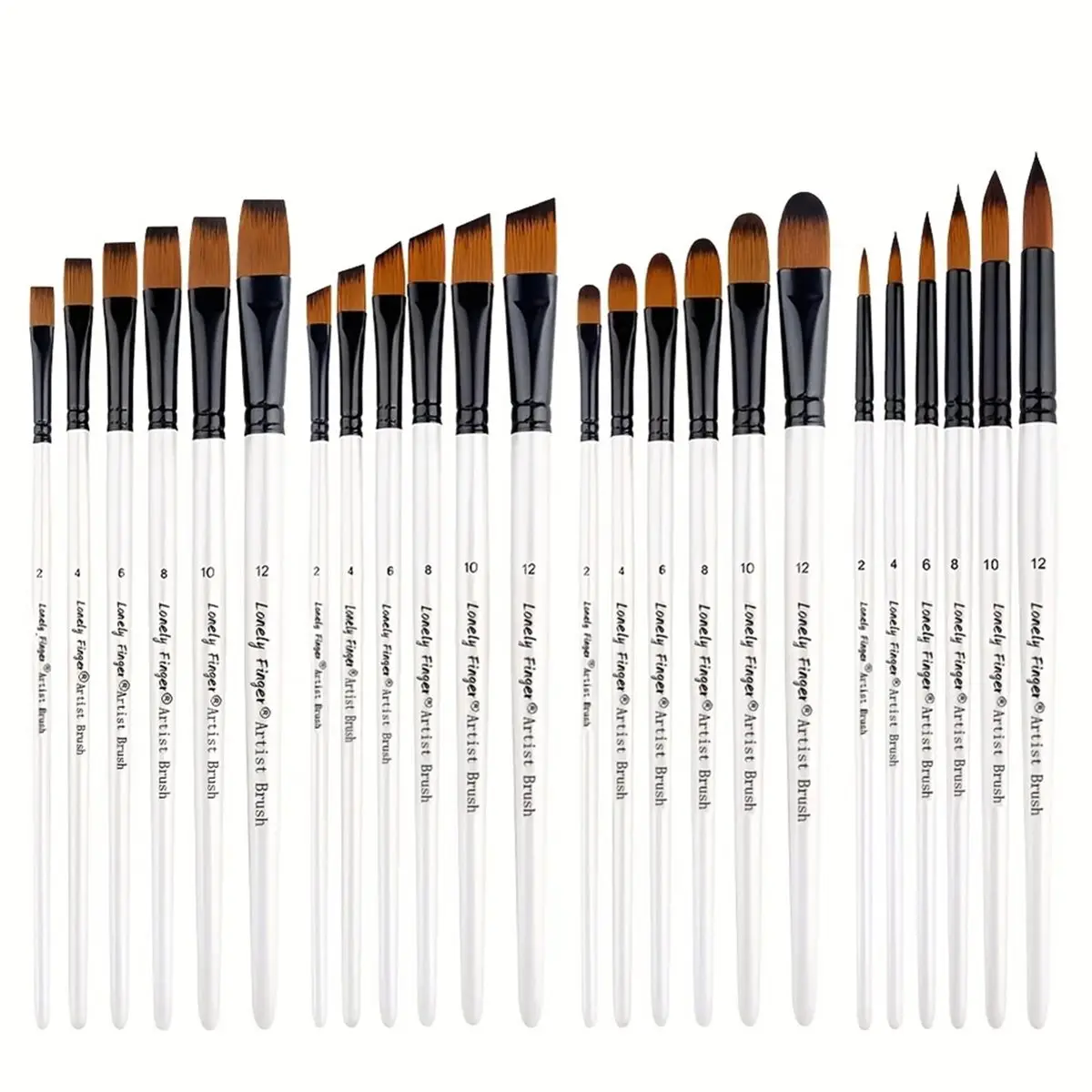 32pcs Nylon Bristle Artist Paint Brushes Set for Acrylic, Oil, Watercolor Painting
