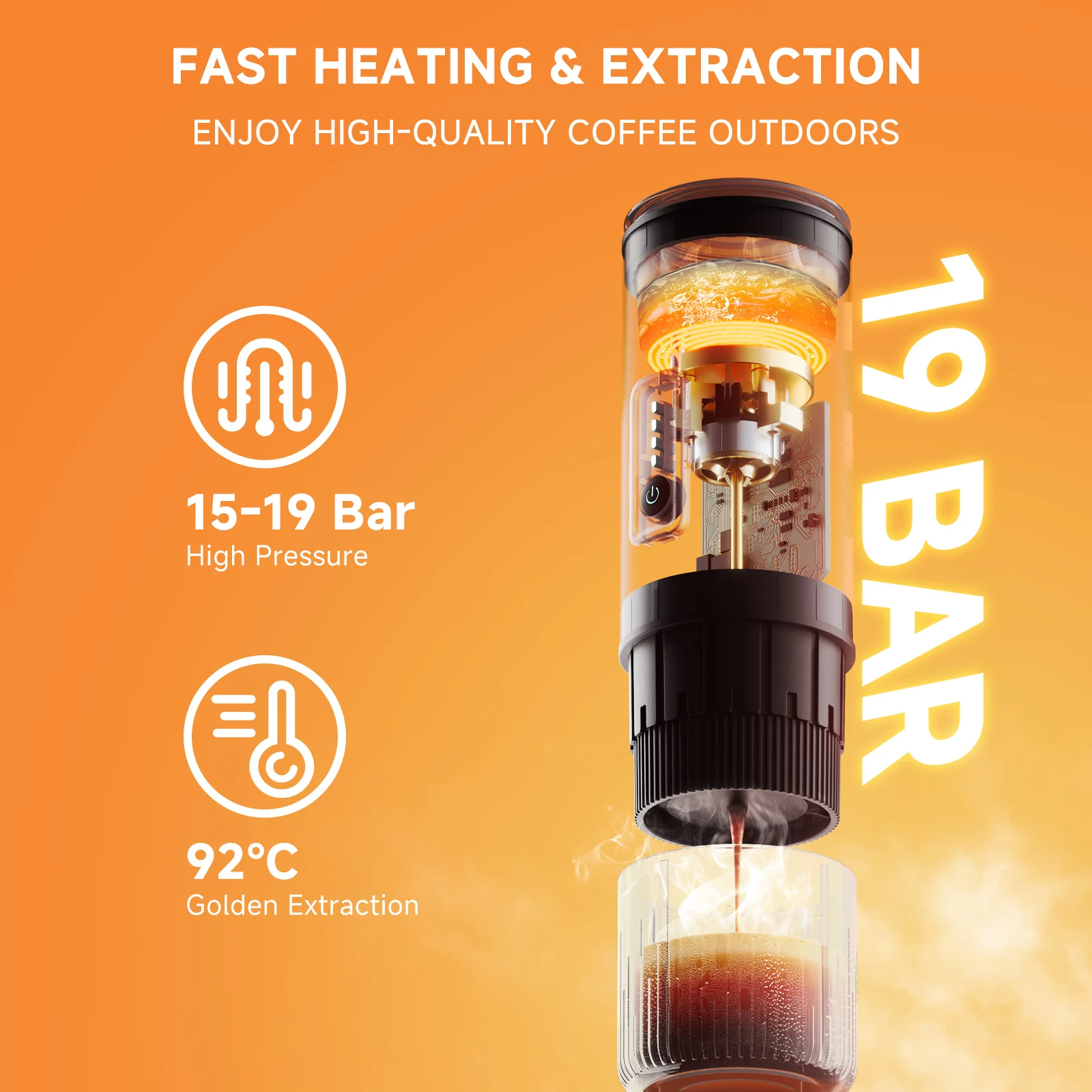 BioloMix Grean Macchina da caffè portatile in acciaio inossidabile per auto e uso domestico compatibile con polvere di caffè a capsule Nexpresso Dolce Pod