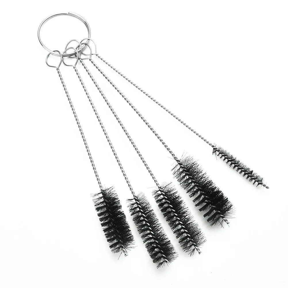 5pcs Round Pipe Steel Wire Brushes Cleaning Wire Brush For Pipe Glass Cleaning Tube Cylinder Bores Cleaning Tools Brush Set