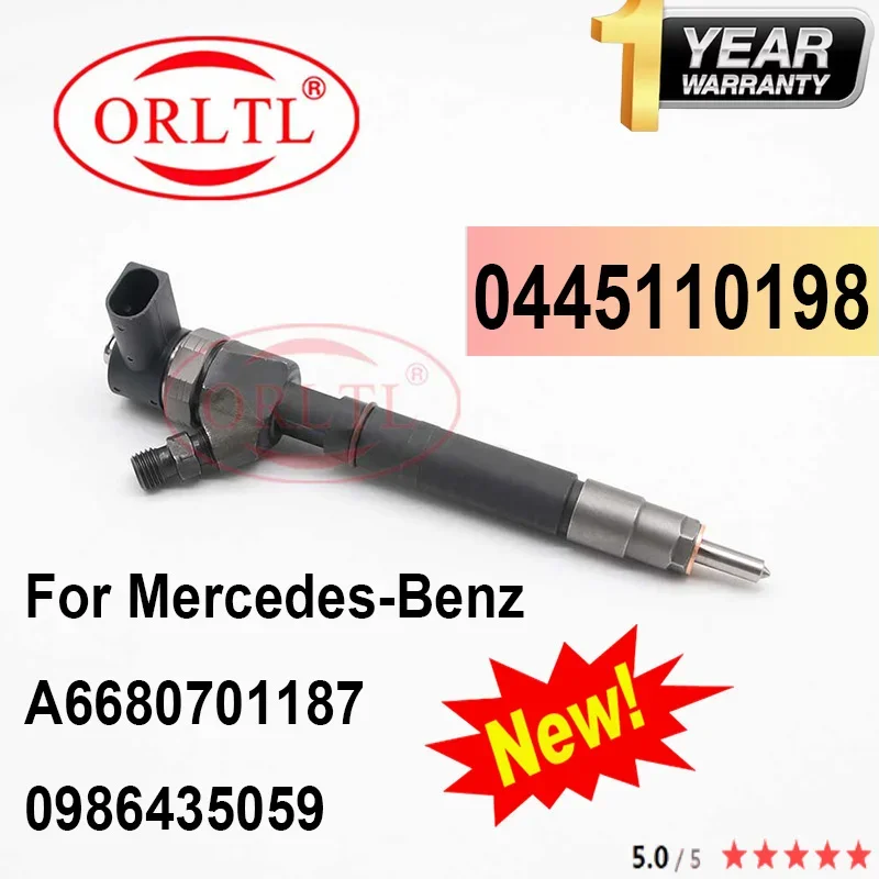 A6680701187 Common Rail Injector 0445110198  0 445 110 198 Nozzle 6680701187 for Mercedes-Benz 0986435059 0445110197