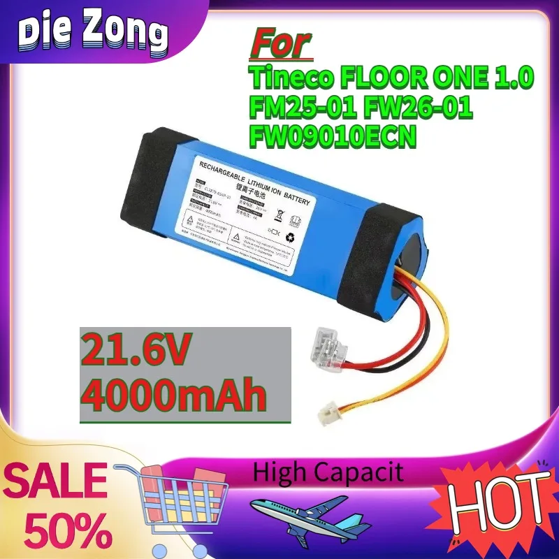 

In Stock For Tineco FLOOR ONE 1.0 FM25-01 FW26-01 FW09010ECN 21.6V Batteries 4000mAh Vacuum Cleaner Rechargeable Battery