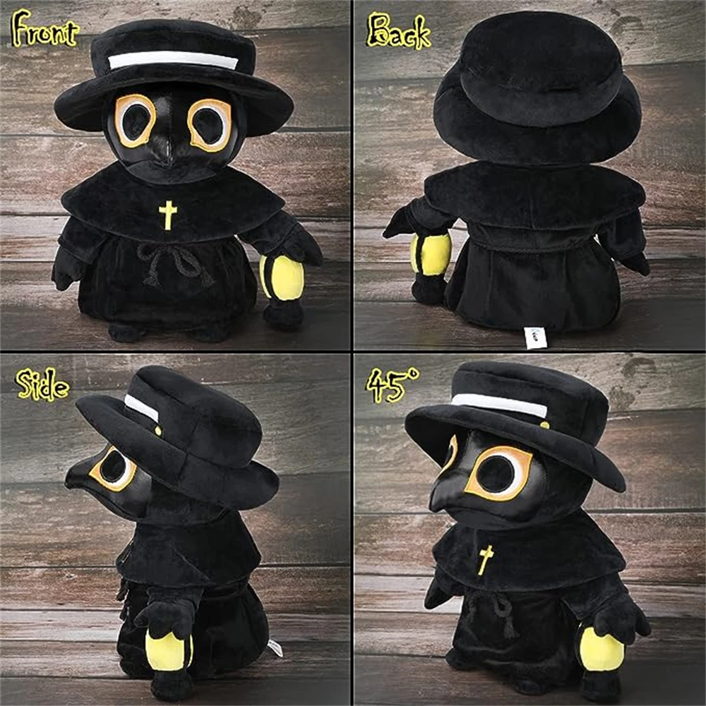 Plague Doctor Plush Toy Doll Cute Specter Stuffed Pillow Doll Soft Fluffy Halloween Hugging Cushion Decor Kids Festival Gift