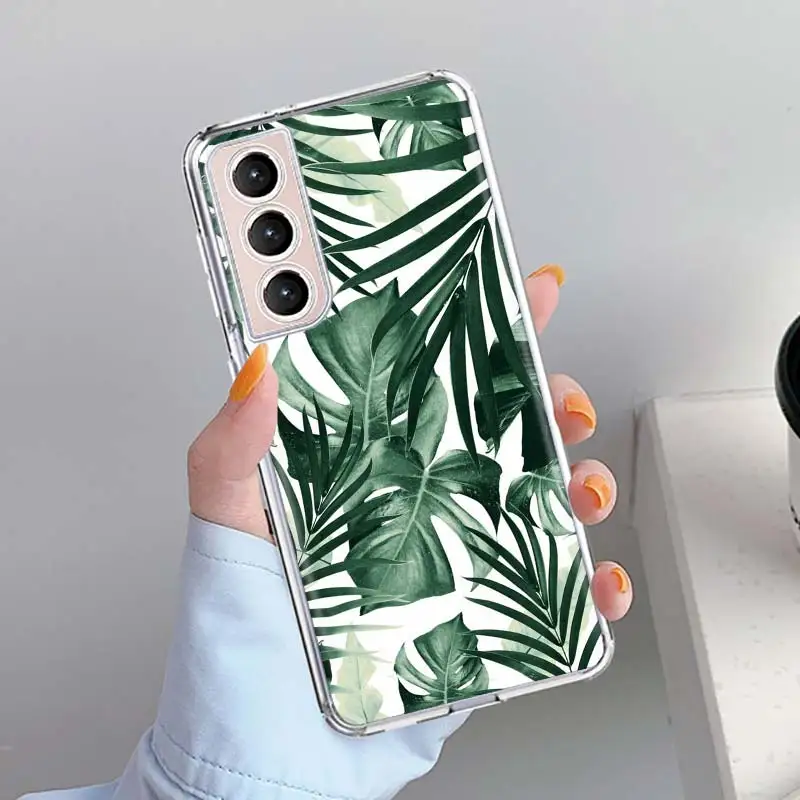 Tropical Floral Botanic Leaves Phone Case Shell For Samsung Galaxy S24 S23 S22 Ultra S21 Plus S20 FE S10 S10E S9 S8 + Cover Capa