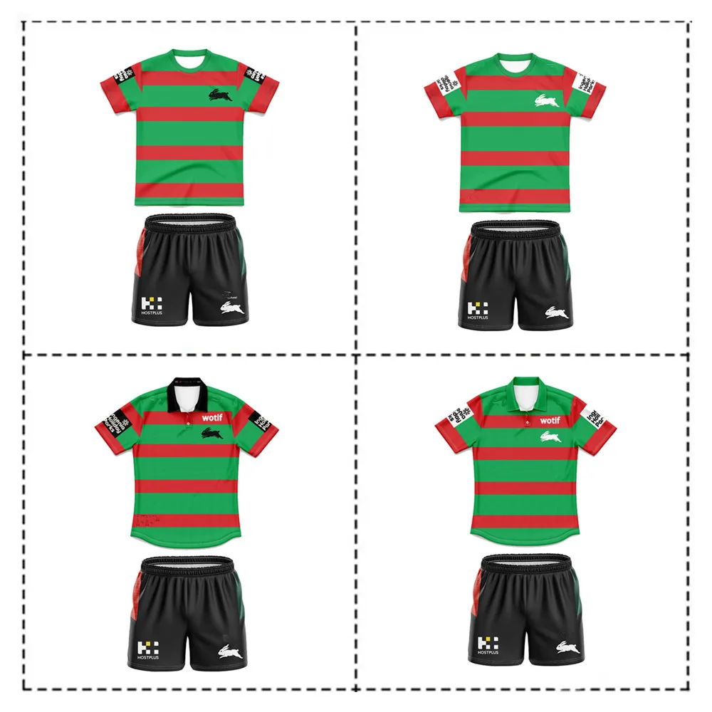 2025 South Sydney Rabbitohs Kids Kit Home/Away Rugby Jersey Size:16-26 （Print Custom Name Number）