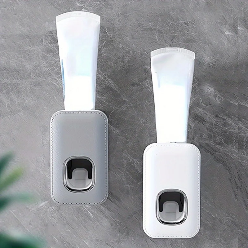 1 automatischer Zahnpastahalter, wandmontierter Zahnbürstenhalter ohne Zahnpasta und Löcher, geeignet für Badezimmer zu Hause