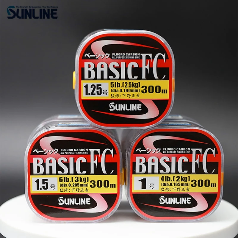 100% Original SUNLINE BASIC FC 225m，300m ， Transparent Color Carbon  Fiber Fishing Line FLUORO CARBON Fishing Line 2LB-20LB