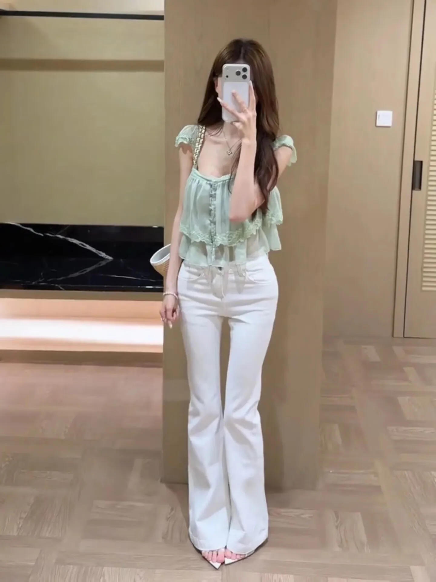 Sexy Teenage Girl Elegant Low Waist Denim Jeans Cotton Elastic Four Sided Stretch Design Thick Hip Pad mid Low Waist Design