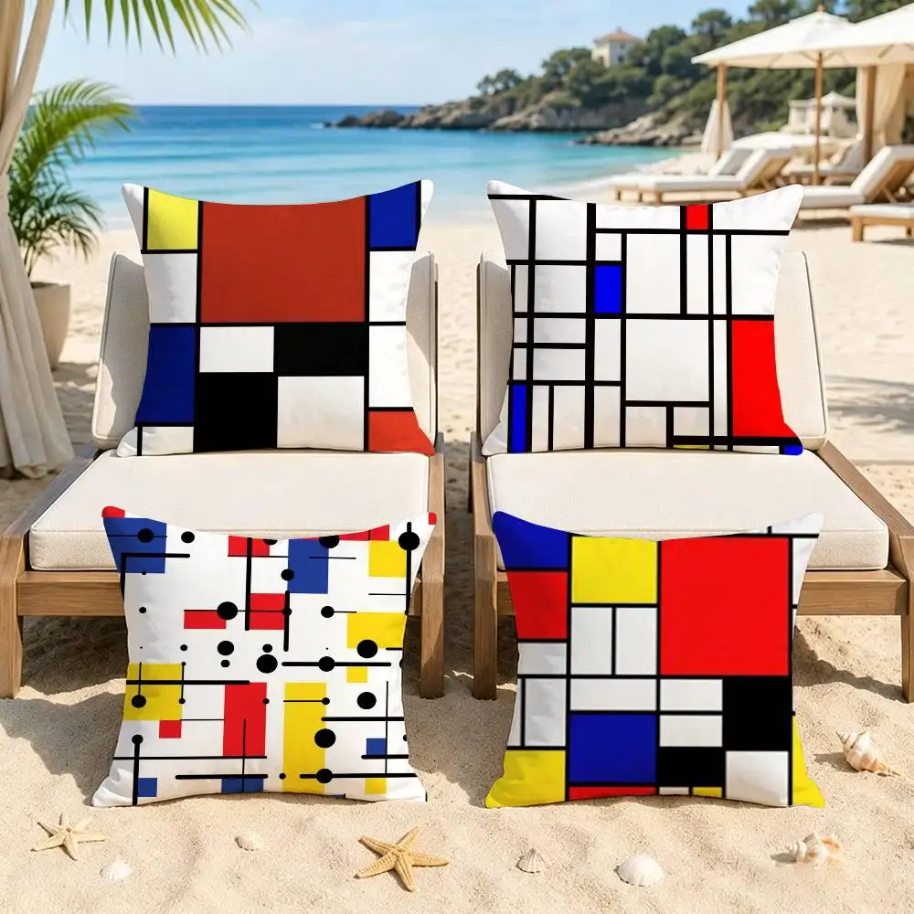 Geometric P-Piet MondrianS  Decorative Pillowcase Square Pillowcase Home Office Decorative Cushion Cover
