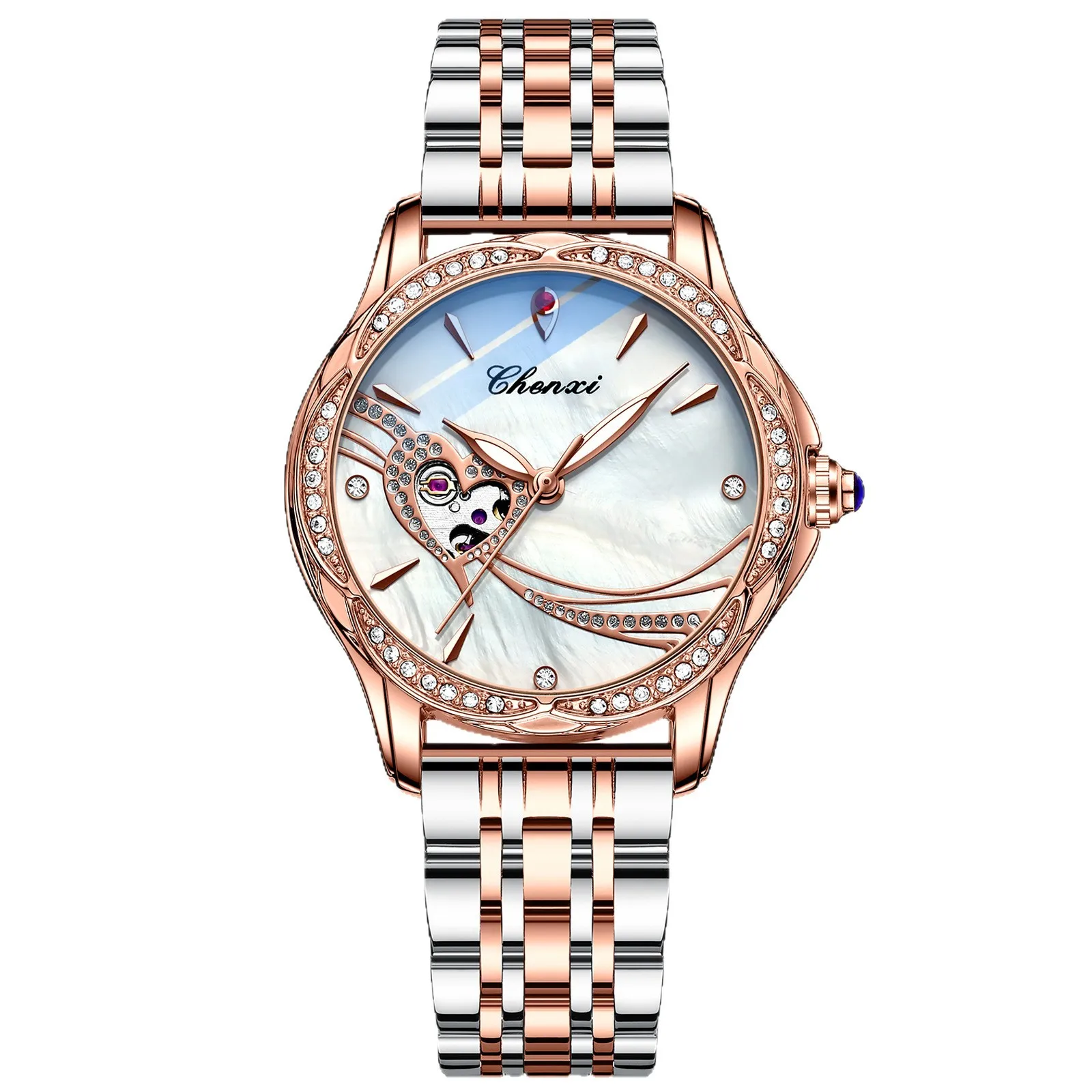 Automatic Mechanical Watch for Women Luminous Waterproof Diamond‑Inlaid Fashion Ladies Wrist Watch Luxury Mechanical Wristwatch