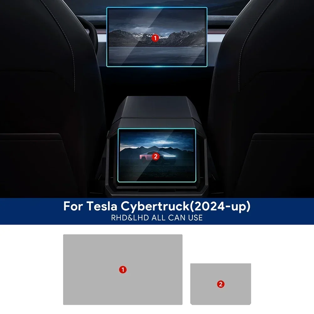 Pantalla de navegación para consola Central delantera y trasera, Panel de Control Central, película Interior de Tpu transparente para Tesla Cybertruck 2024