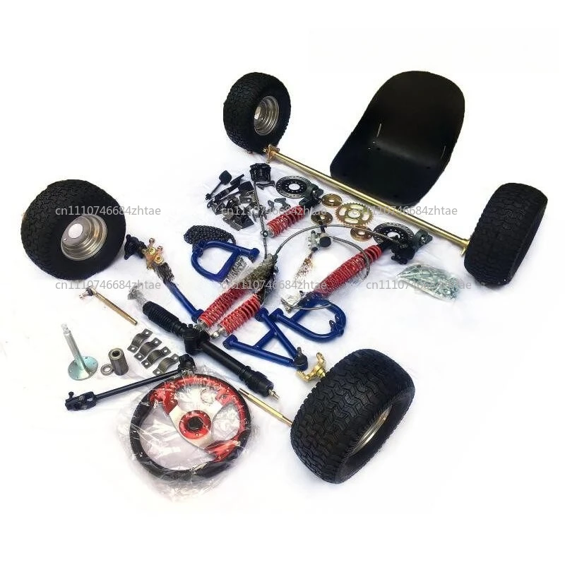 homemade four-wheeler front and rear suspension with color steering wheel, steering 1 meter rear axle full set of accessories