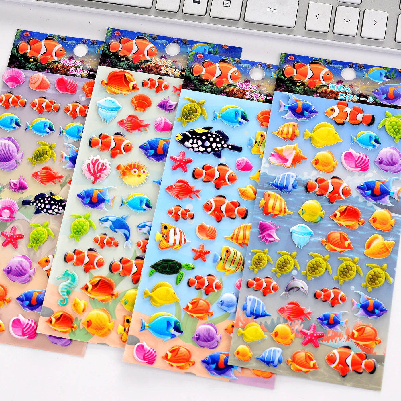 

4 pcs Cartoon Sea Wrold Fish 3D Puffy Stickers Scrapbooking Diy Journal Stationery Sticker Cute Deco School Supplies