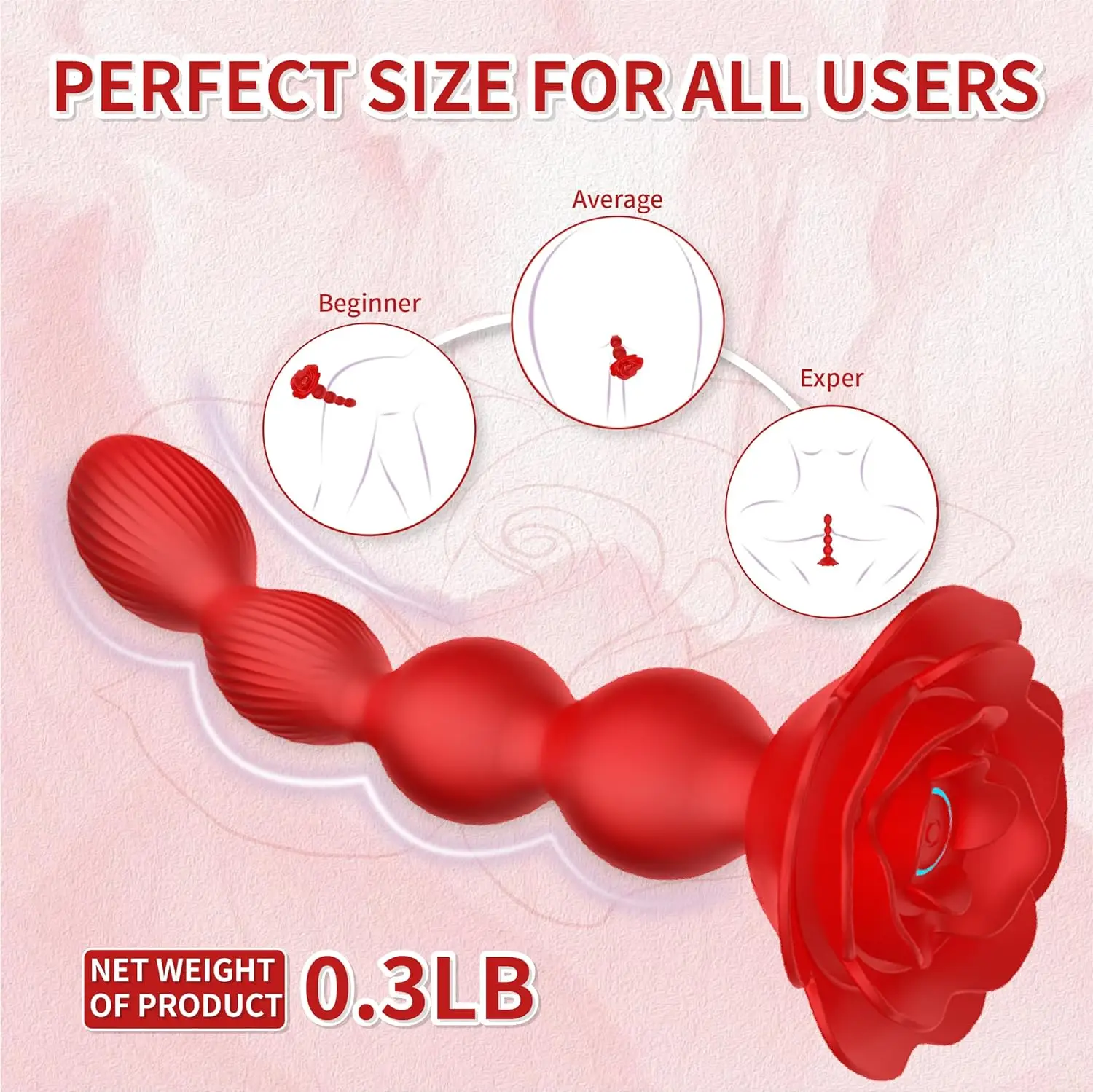 360 Rotation Anal Beads Butt Plug Vibrator with 10 Rotating&Vibrating Mode Prostate Massager Rose Shape Anus Sex Toys for Couple