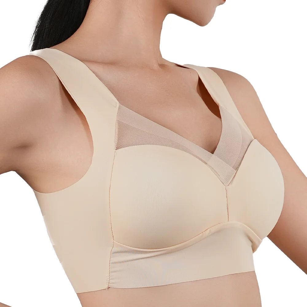 Damski biustonosz push-up na ramiączkach bezszwowe wyściełane topy Casual Plus rozmiar miękkie bezprzewodowe biustonosze damskie XL-6XL lodowy jedwab bielizna