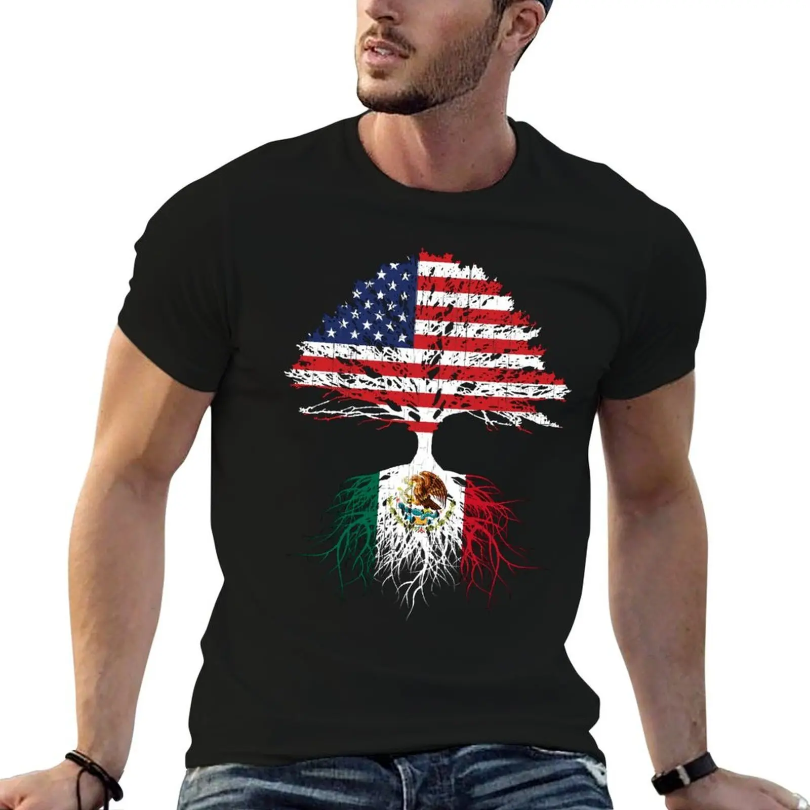 

Mexican Roots, Mexican American, Mexico Grown, Mexico USA Flag, Mexico Art Design For Men Women Kids Youth Family T-Shirt