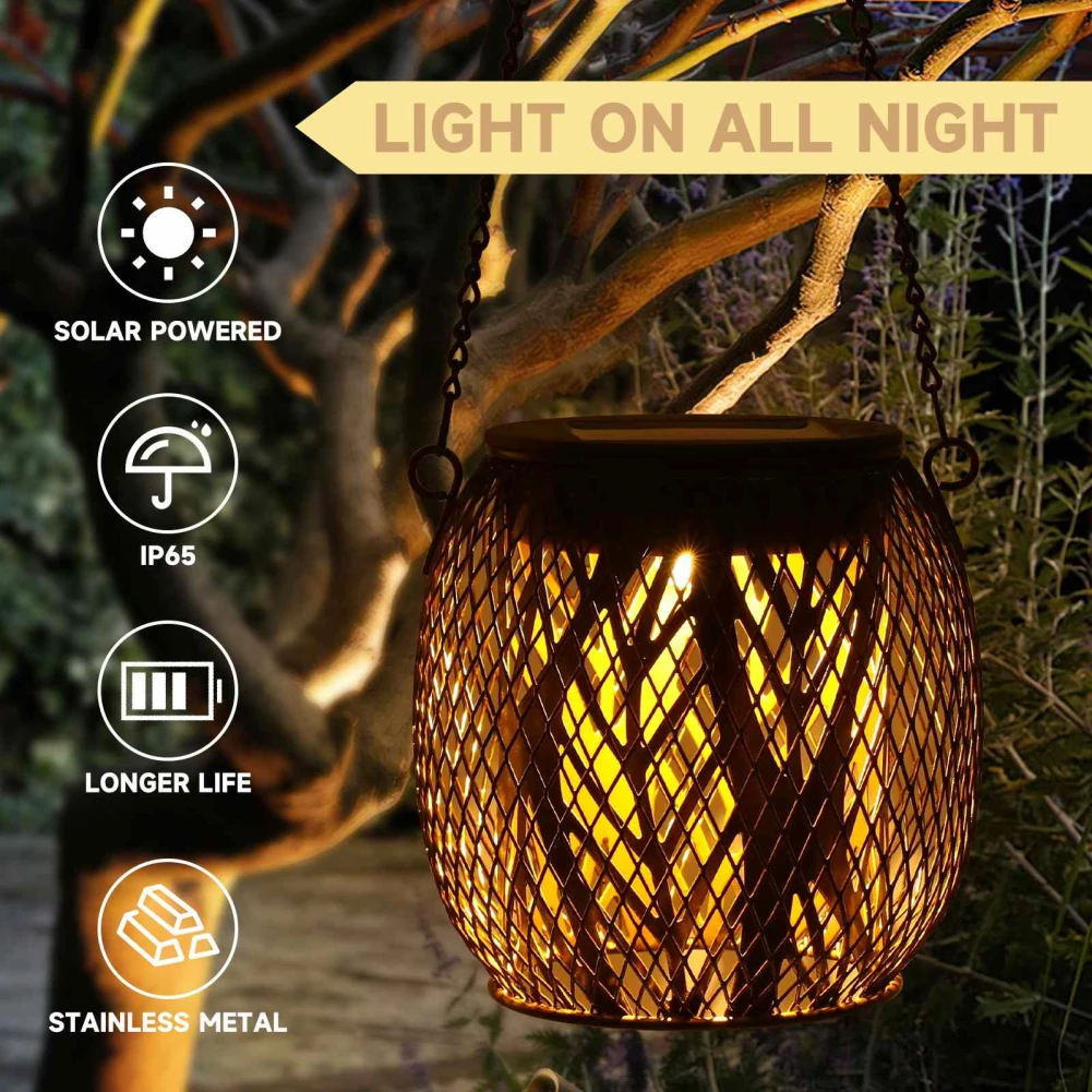 

Solar Lights For Outside Solar Lanterns Outdoor With Warm Light IP65 Waterproof Solar Hanging Lights For Patio Garden Backyard