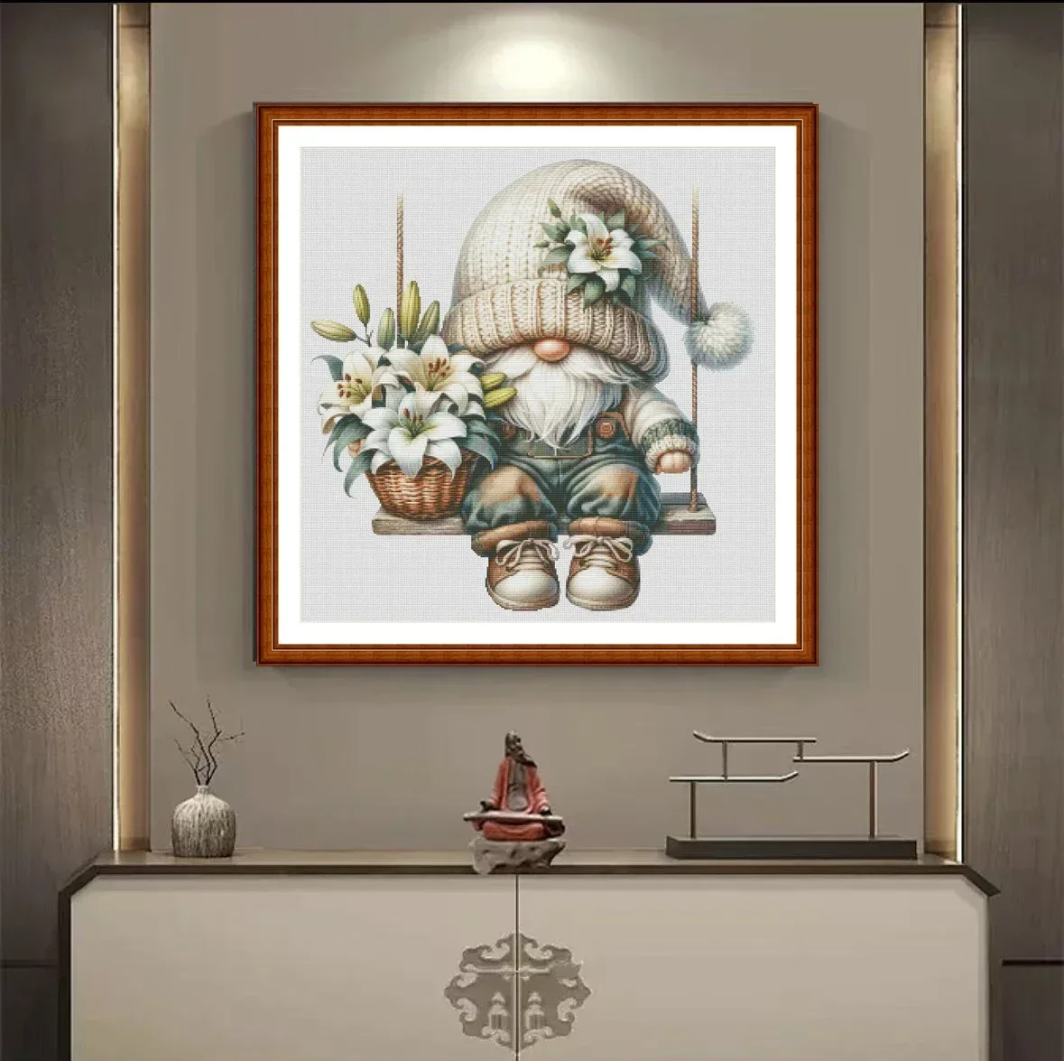 [ZZ4940- Lily Little Dwarf aida] Stamped Cross Stitch Kit 11CT 14CT 16CT Printed Canvas Cotton Threads DIY Embroidery Wall Decor