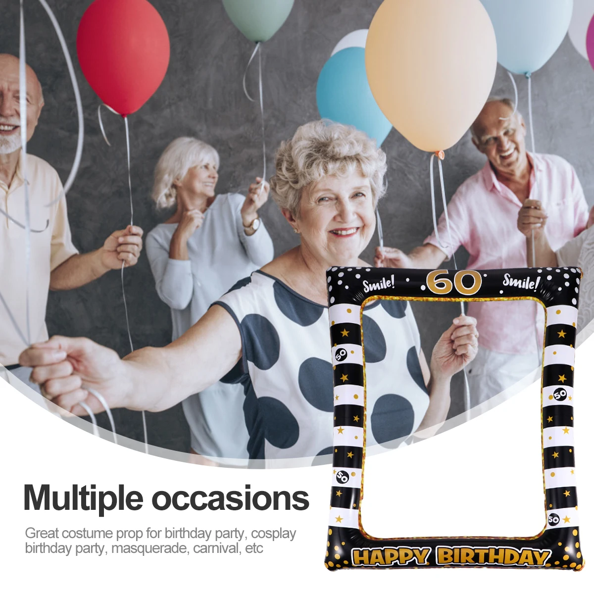 

1Pcs PVC Birthday Photo Frame Inflatable Party Prop Creative Design for Birthday Party Festival Cosplay Event Decorations