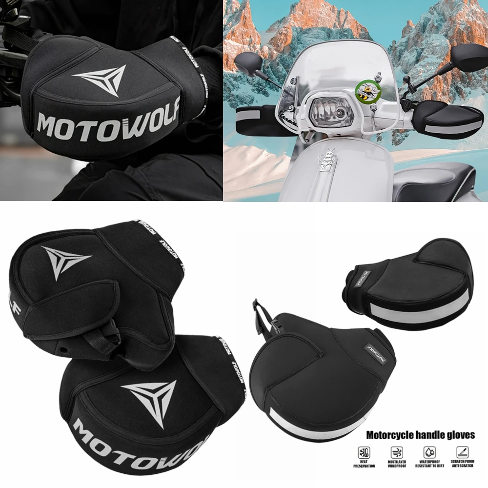 Motorcycle Thick Warm Handlebar Muff Waterproof Scooter Grip Handle Bar Muff Winter Protective Warmer Thermal Cover Gloves