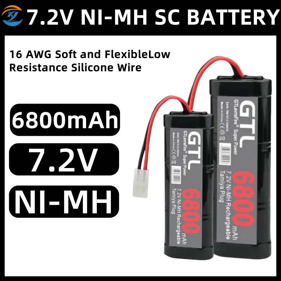Batería de repuesto RC NiMH de 7,2 V, 6800mah, para juguetes RC, coches de carreras, barcos, aviones, baterías Ni-Mh de 7,2 v con conector Tamiya
