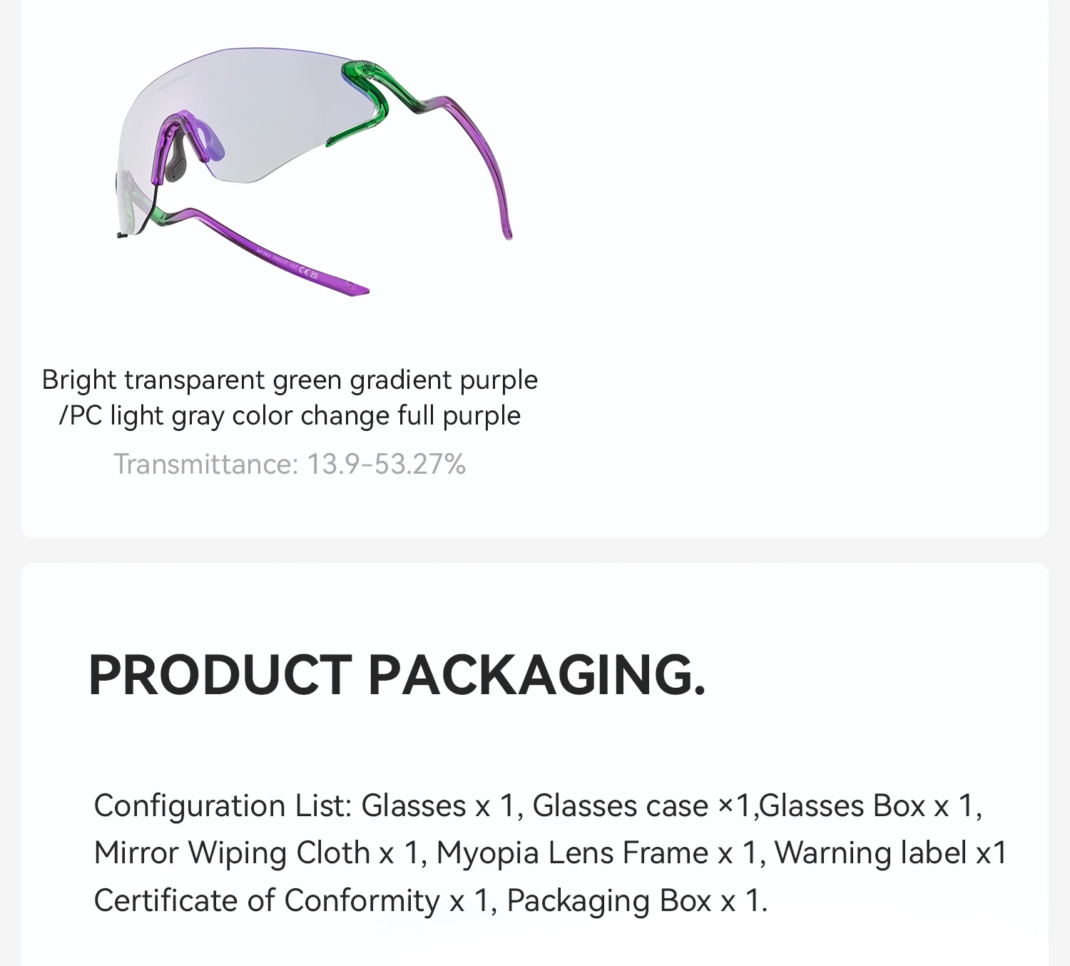 ROCKBROS Photochrome Fahrradbrille Winddicht Staubdicht UV400-Schutz Brille für Radfahren Outdoor-Sport Sonnenbrille Unisex – Detail 28