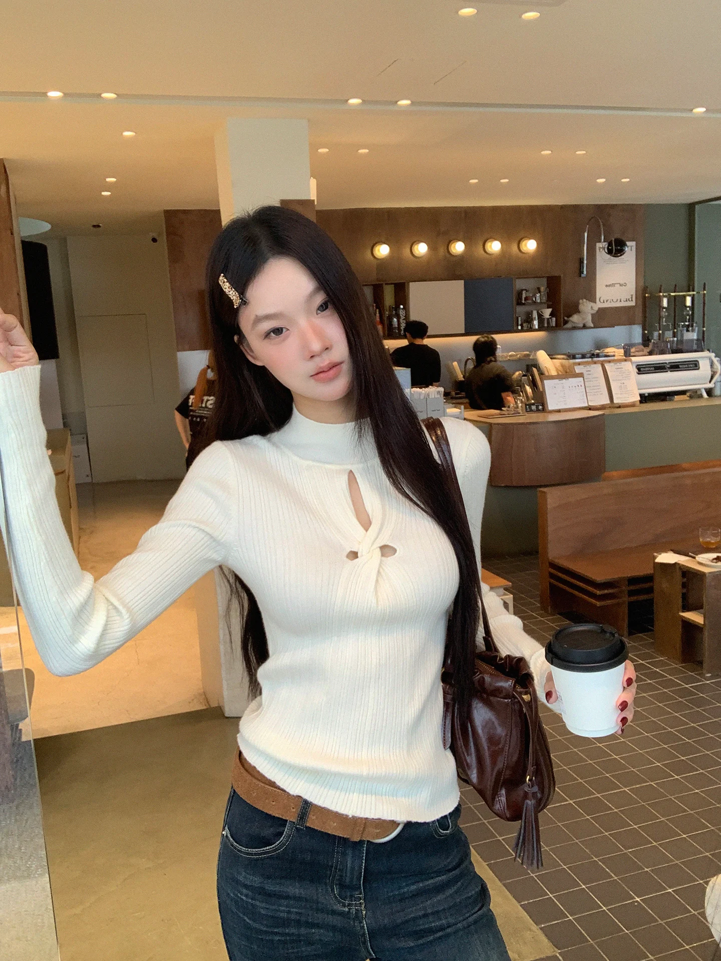 

Осенне-зимний женский трикотаж, внутренняя одежда, верхняя одежда, ленивый высококачественный топ, уникальный вязаный свитер Super (3)