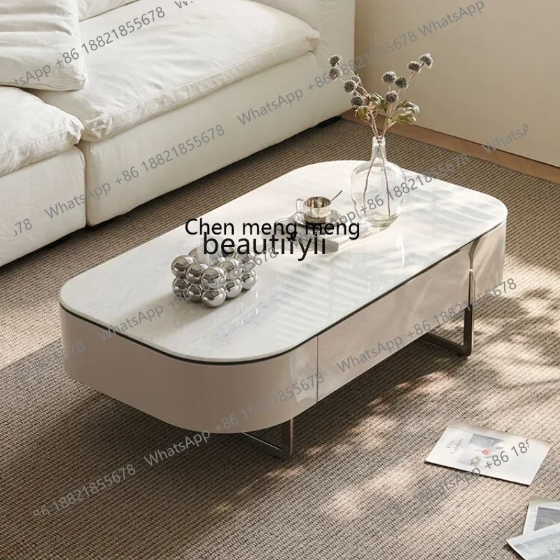 

X Half Summer Coffee Table Living Room Home Small Apartment Cream Style Marble Minimalist High SenseQ