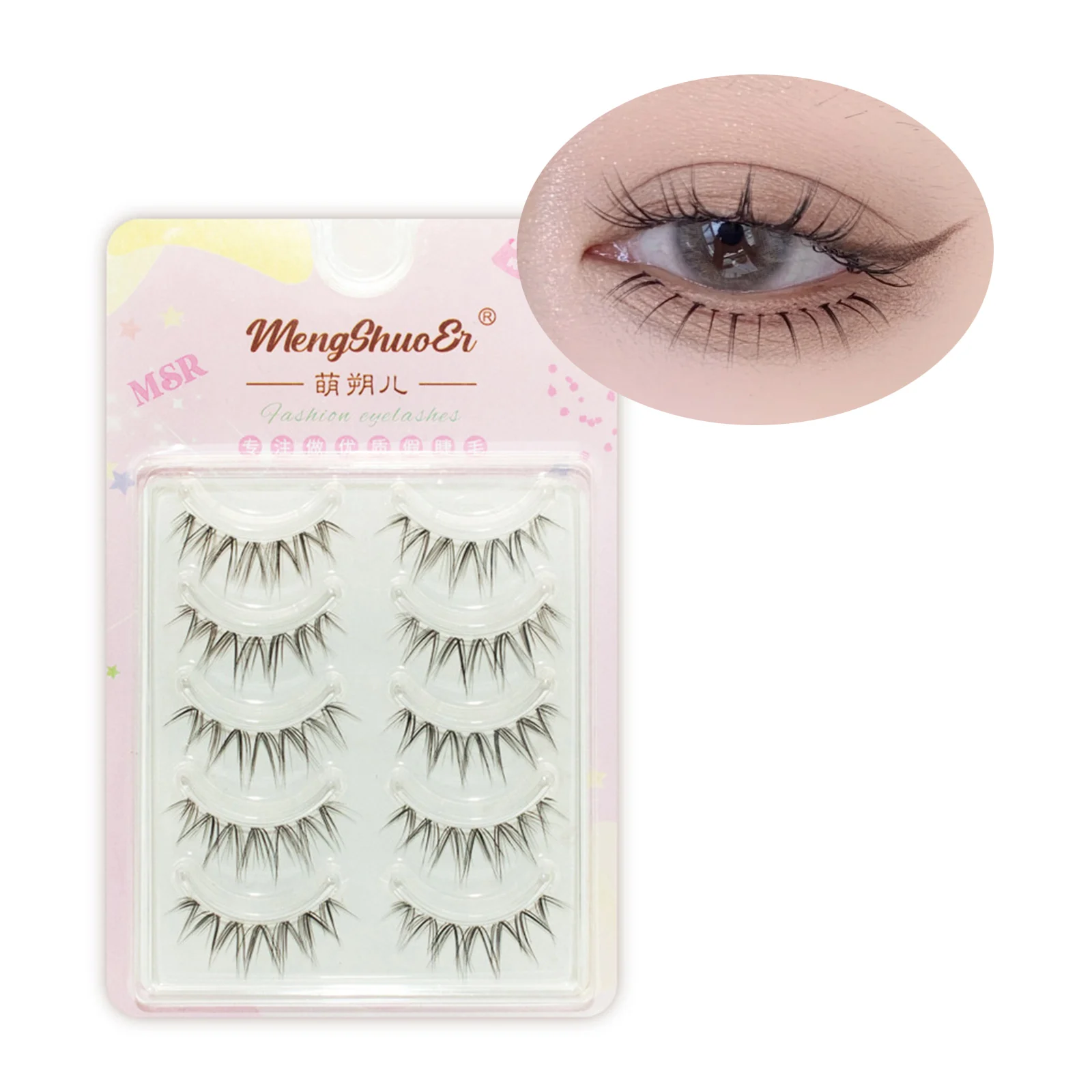 V Shape Devil False Eyelashes Transparent Band Natural Thick Lash Thai Manga Lash Extension Comic Eye Lashes Makeup Tool