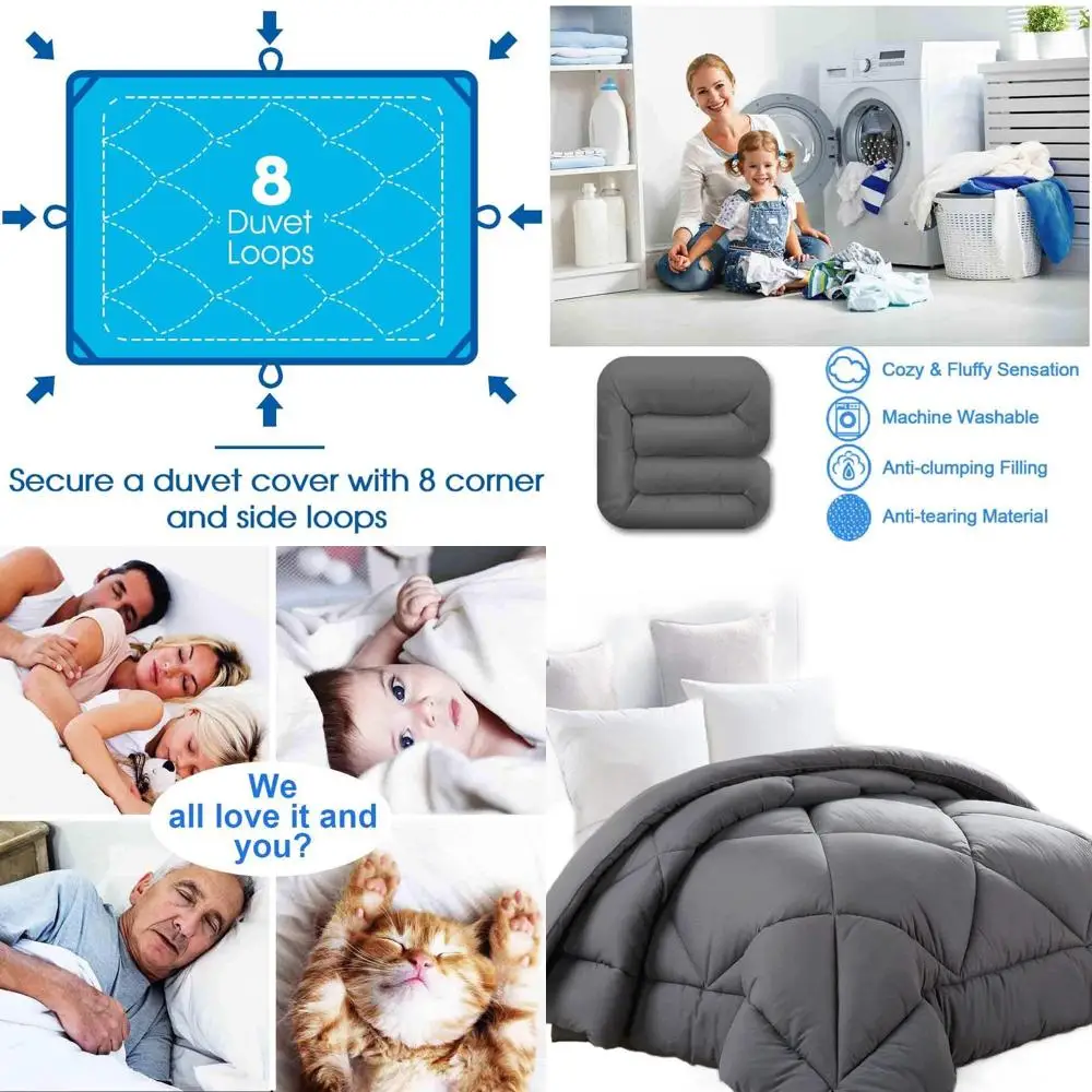 

Одеяло King Size увеличенного размера - всесезонное, теплое, двустороннее, моющееся, в стиле роскошных отелей, цвет угольно-серый