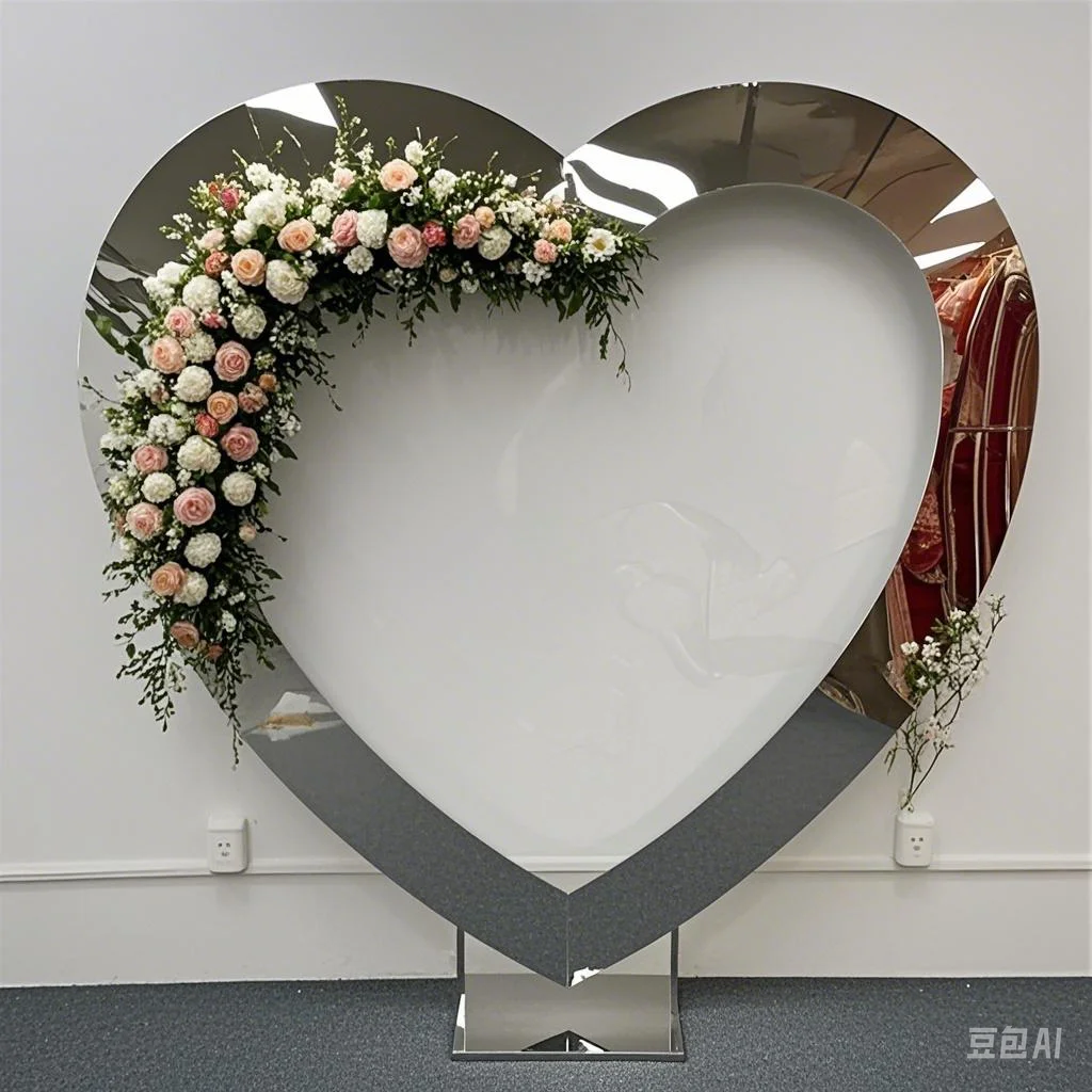 

Exquisite Silver Heart-Shaped Stainless Steel Arch - Ideal Wedding Prop for Party Stage, Background Screen & Welcome Area Decora
