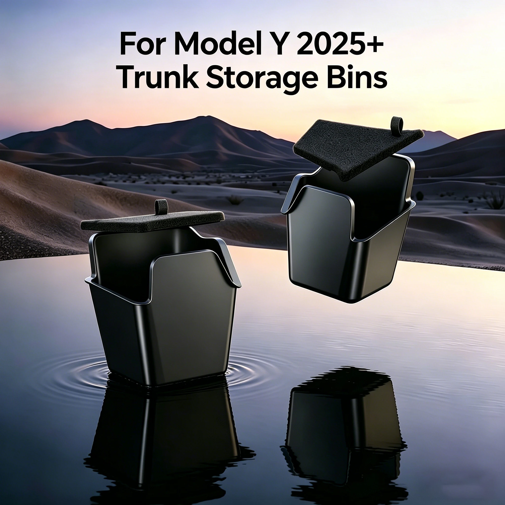 Car Trunk Side Storage Box For Tesla Model Y juniper 2021-2026 Flocking TPE Cover Mat Partition Board Stowing Space